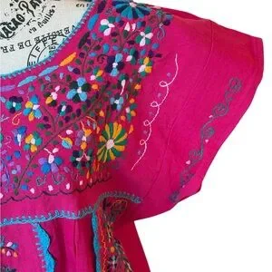 Mexx | Dresses | Mexican Hot Pink Dress Embroidered Dress Womens Dress Hot  Pink Dress Sz M | Poshmark